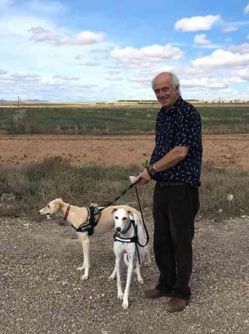 John, Winnie & Bella, taking a break on their journey from Sutton-on-Sea in N.Lincs to their new home in Alicante, Spain.